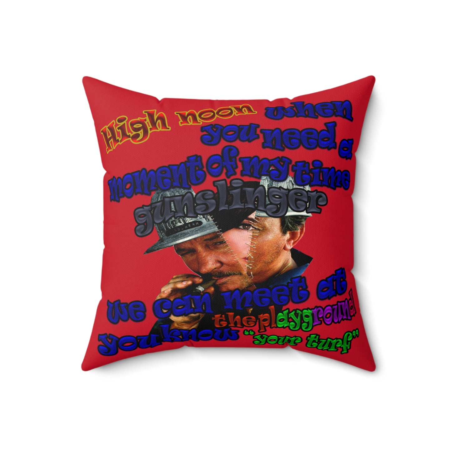 high noon - Faux Suede Square Pillow - (dark red)