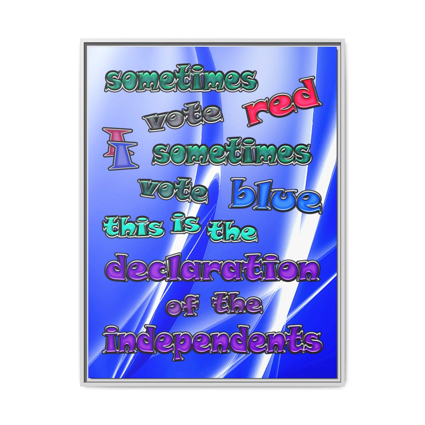 declaration of the independents - framed canvas art (blue-white wave)