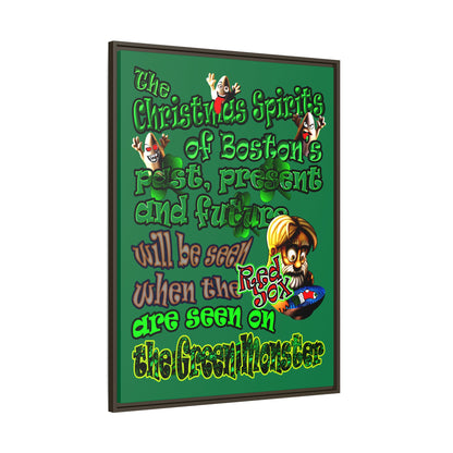 christmas spirits of boston - framed canvas art (dark green)