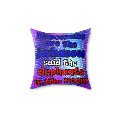donkeys and elephants - Spun Polyester Square Pillow - (purple wave)