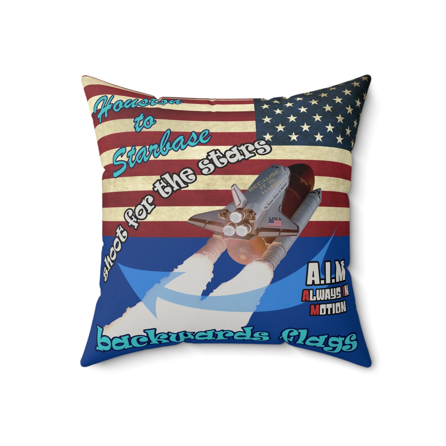 shoot for the stars - Faux Suede Square Pillow - (dark blue)