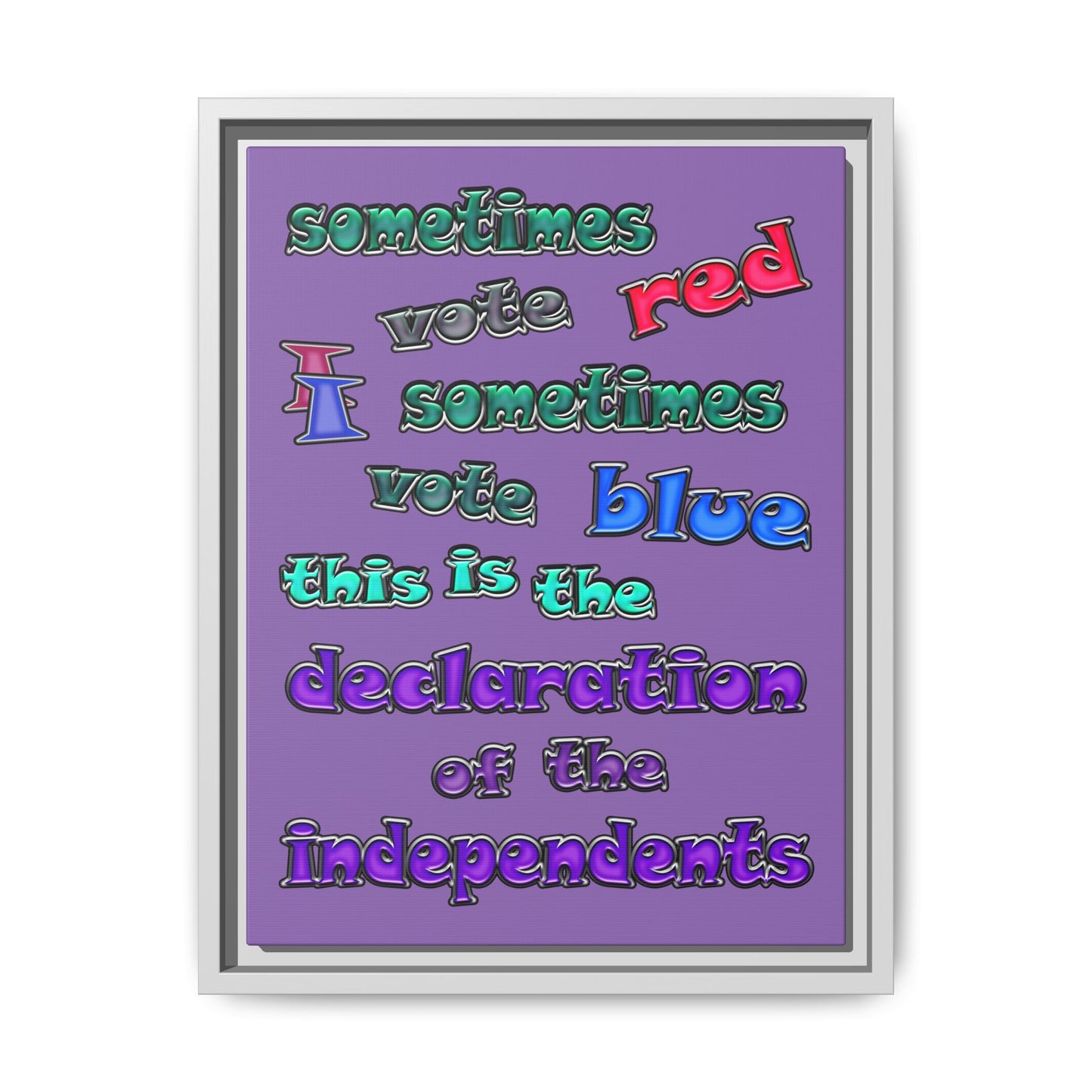 declaration of the independents - framed canvas art (light purple)