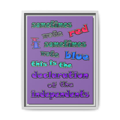 declaration of the independents - framed canvas art (light purple)