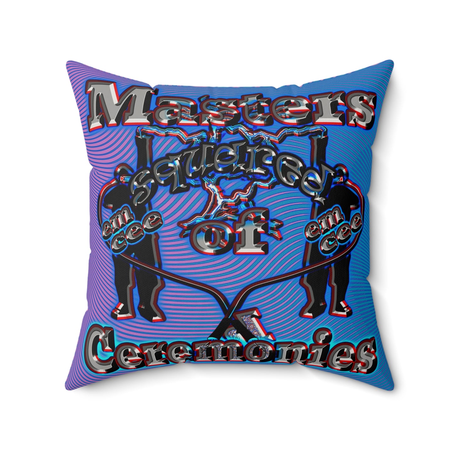 em cee squared - Faux Suede Square Pillow - (light blue-purple wave)