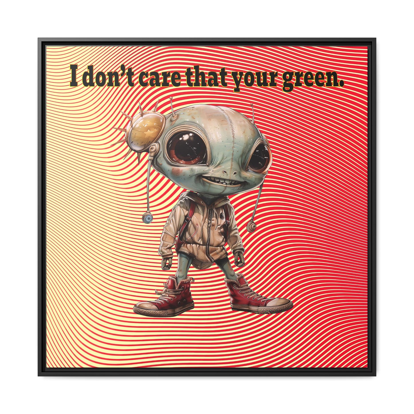 I don't care that your green - framed canvas art (yellow-orange wave)