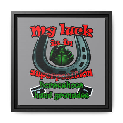 my luck - framed canvas art (grey)
