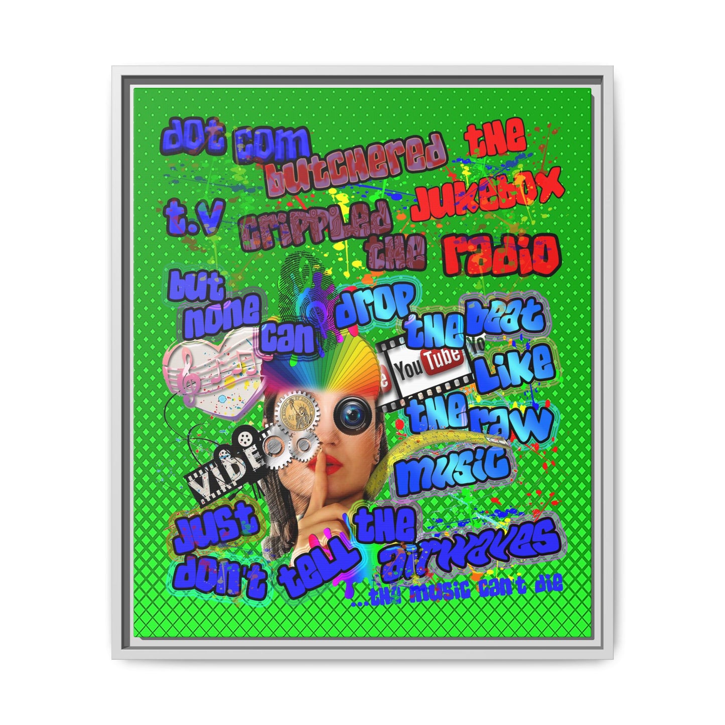 drop the beat - framed canvas art (logo green)