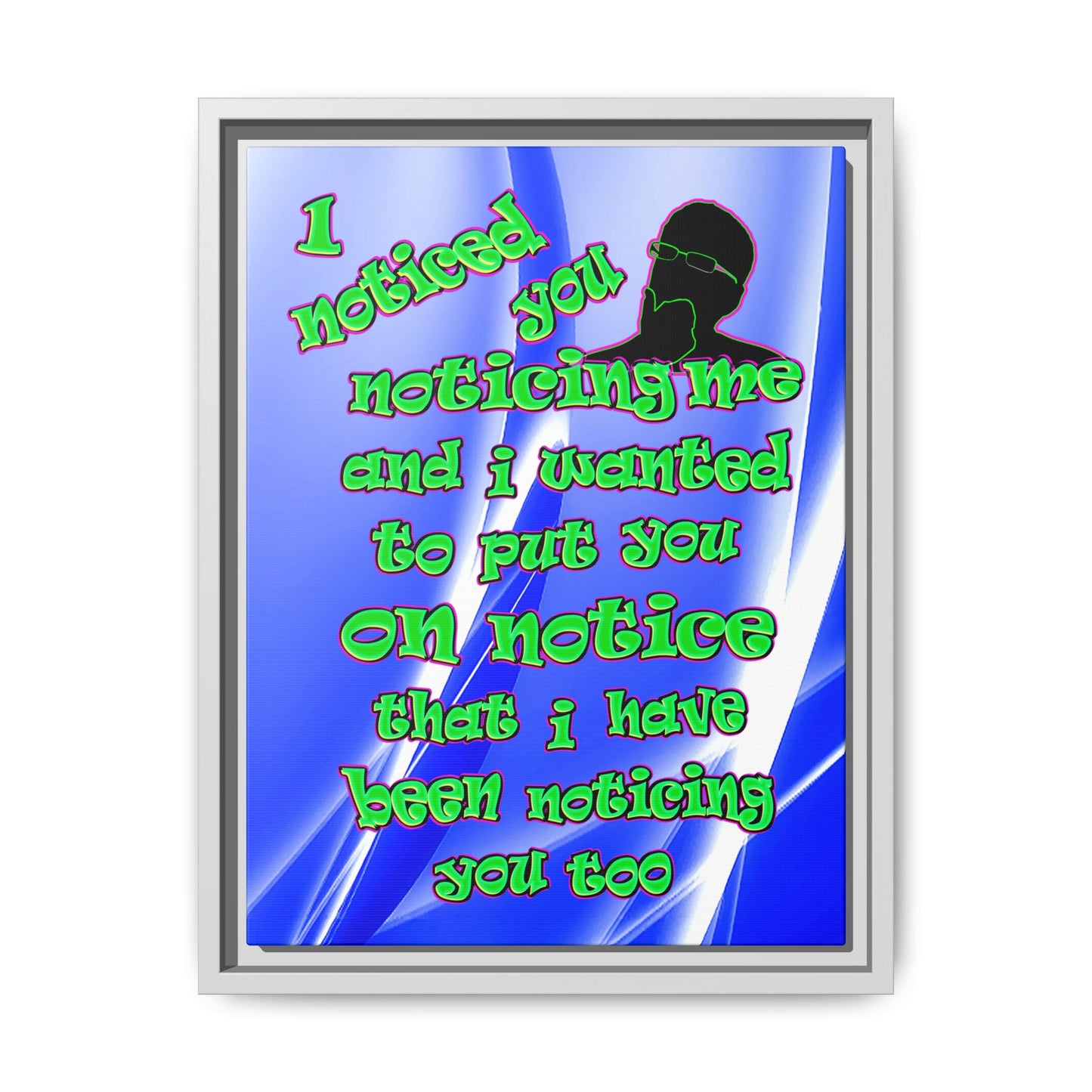 noticed you noticing - framed canvas art (blue-white wave)