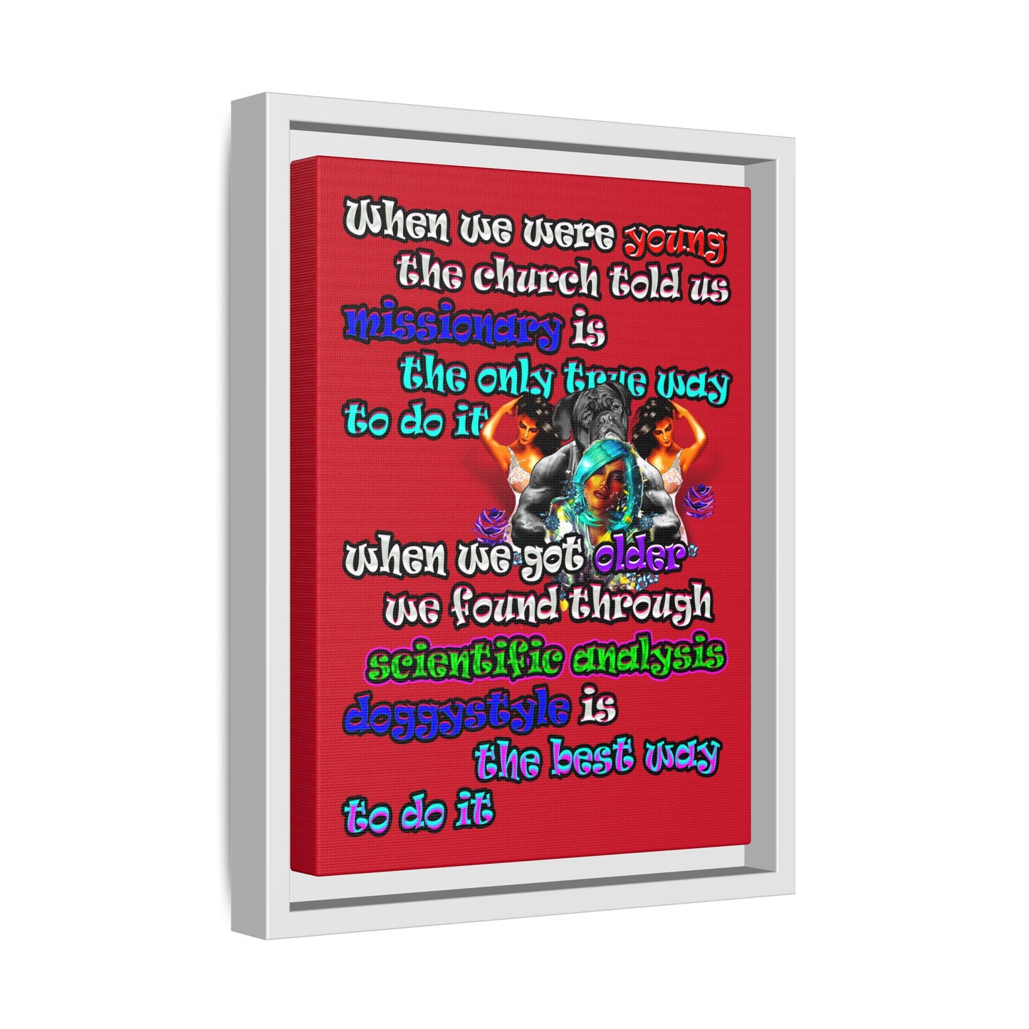 doggystyle - framed canvas art (dark red)