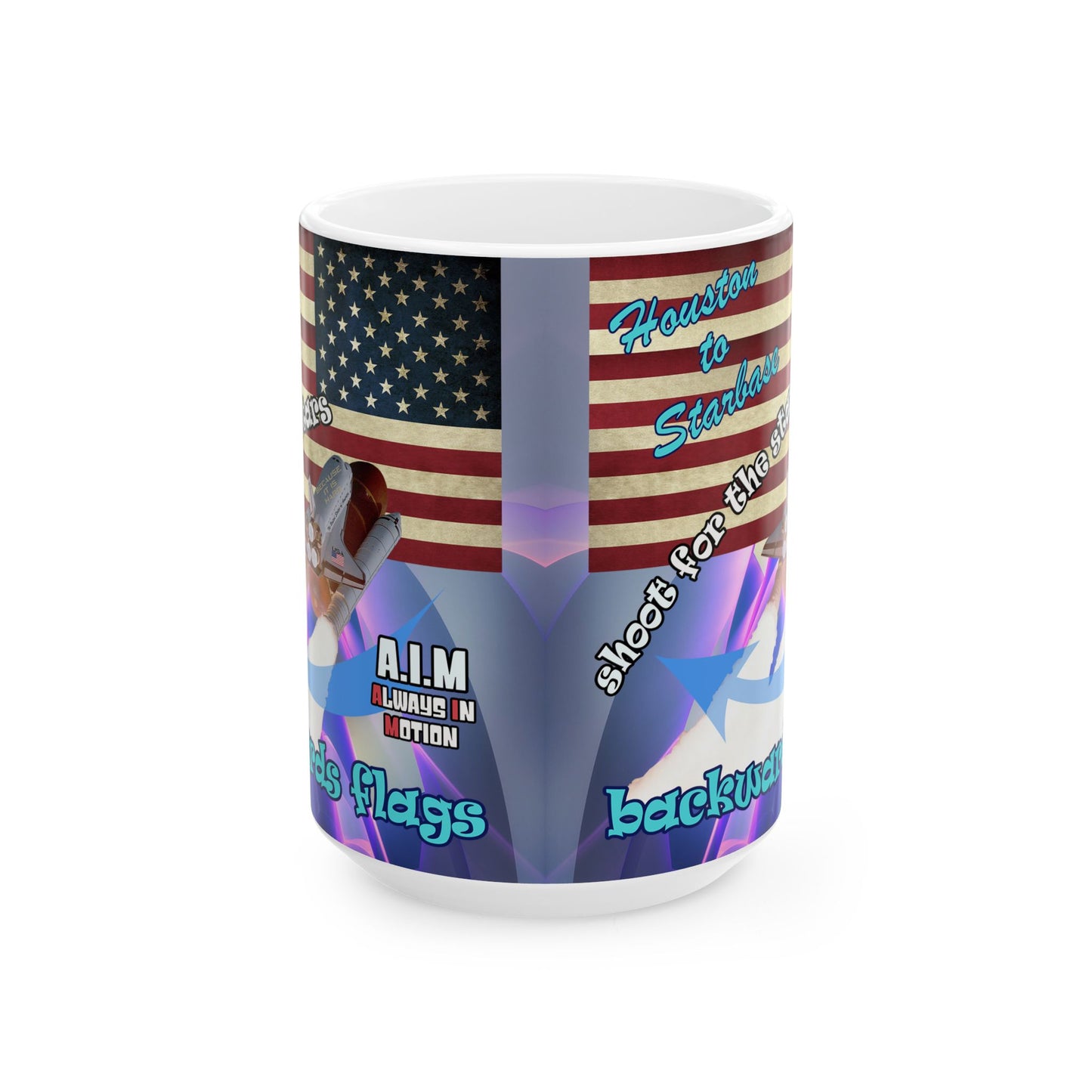 shoot for the stars - White Mug (grey-pink wave)