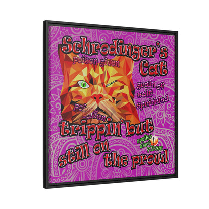 schrodinger's cat - framed canvas art (pink swirl)