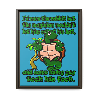 turtle race - framed canvas art (turquoise)