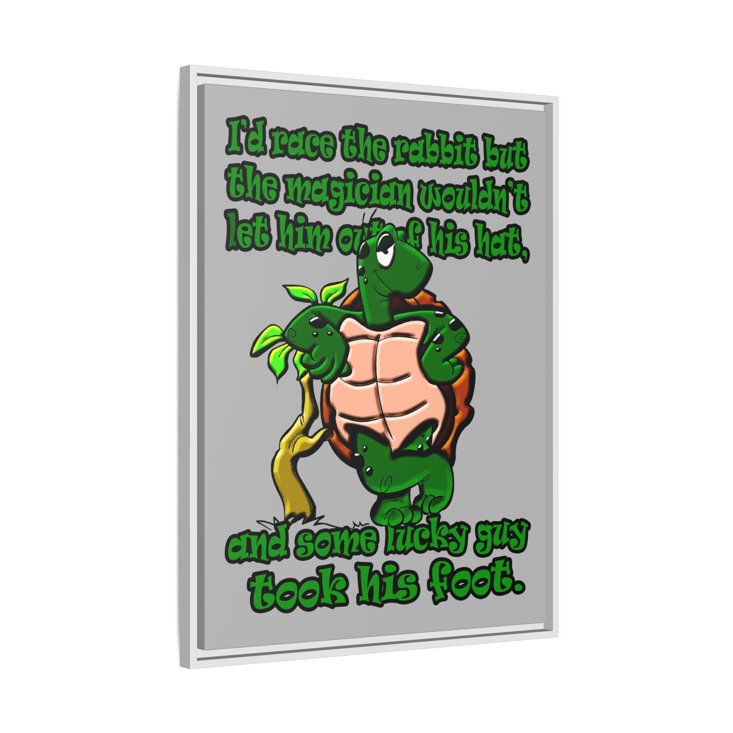turtle race - framed canvas art (light grey)