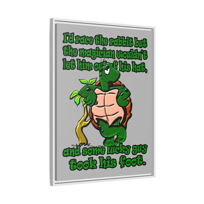 turtle race - framed canvas art (light grey)