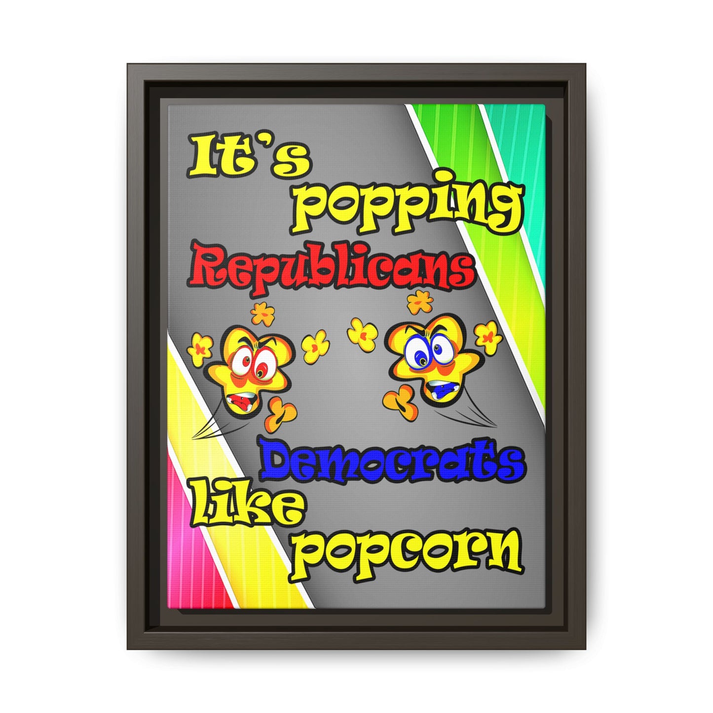 popping like popcorn - framed canvas art (rainbow split)