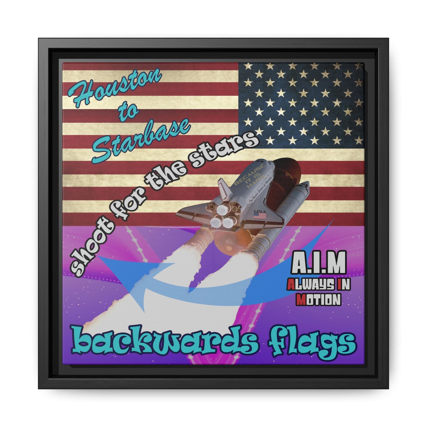 shoot for the stars - framed canvas art (purple-pink wave)