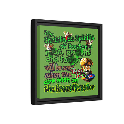 christmas spirits of boston - framed canvas art (green)