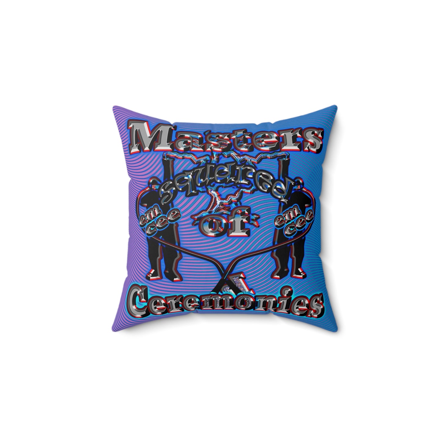 em cee squared - Spun Polyester Square Pillow - (light blue-purple wave)