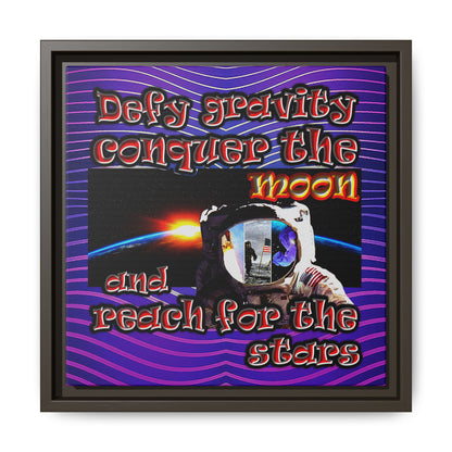 defy conquer reach - framed canvas art (purple wave)