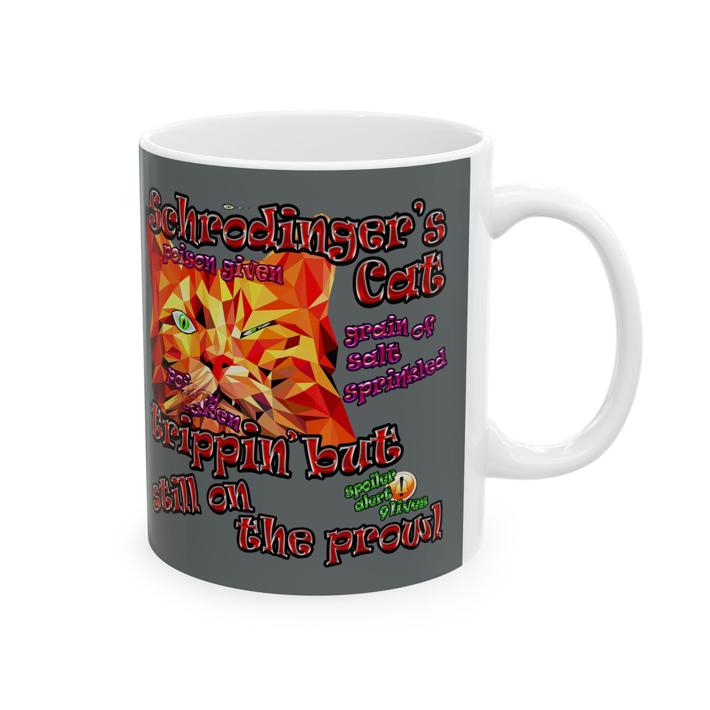 schrodinger's cat - White Mug (dark grey)