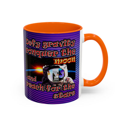 defy conquer reach - Accent Mug (purple wave)