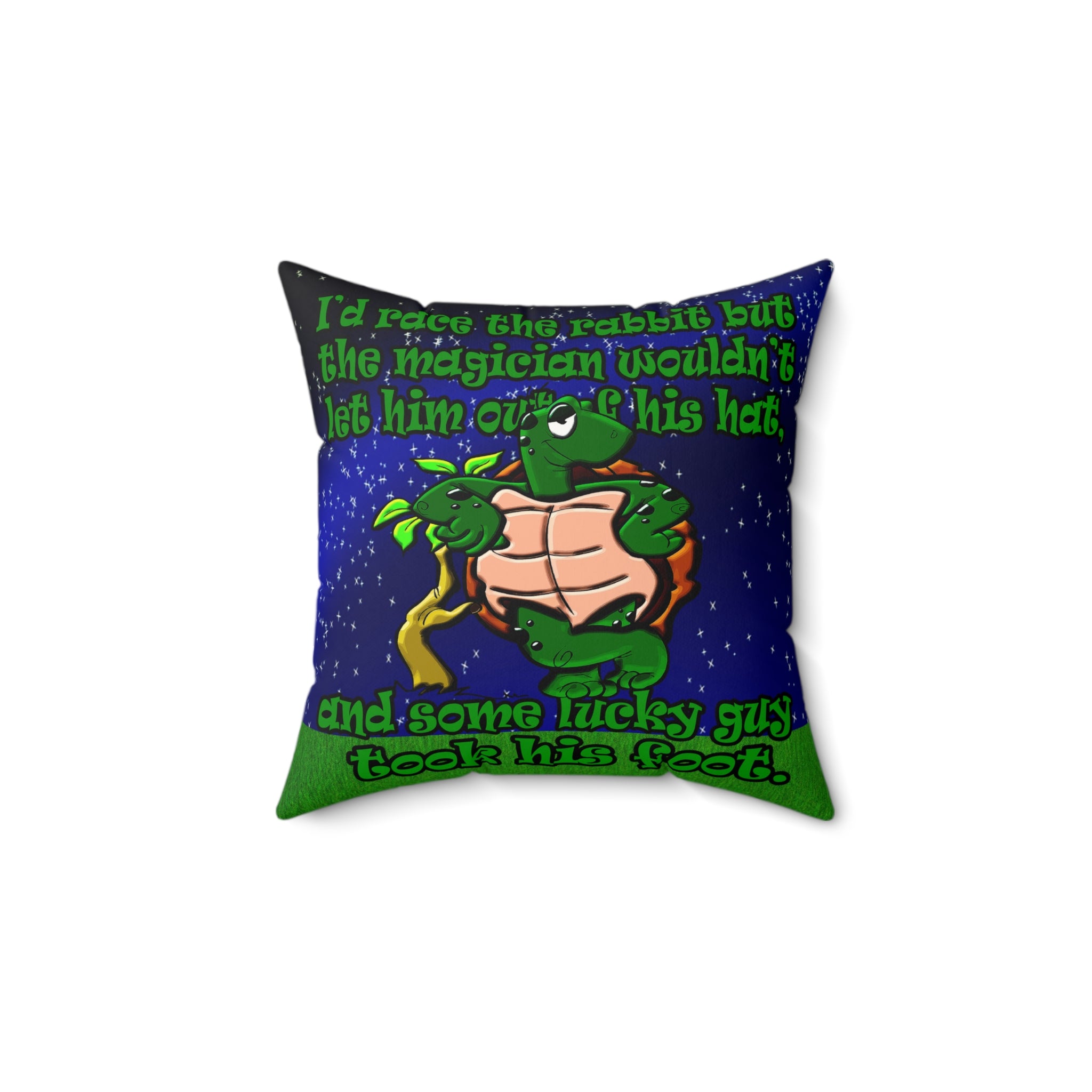turtle race - Faux Suede Square Pillow - ('snoops' background)