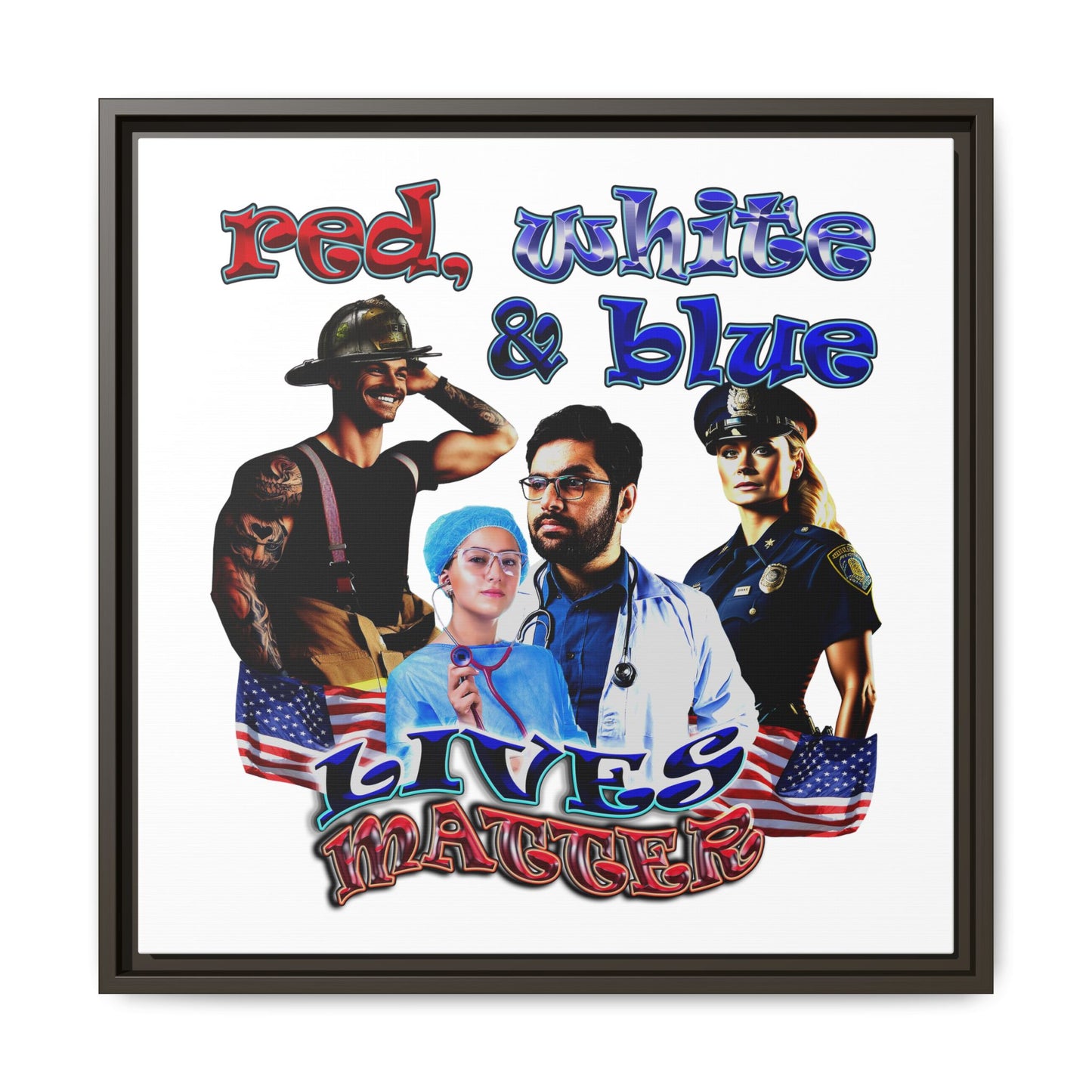 rw&b lives matter - framed canvas art (white)