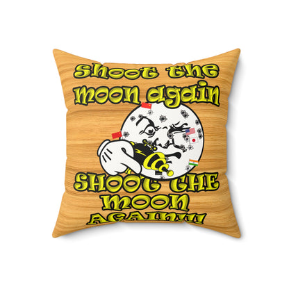 shoot the moon again - Faux Suede Square Pillow - (butterscotch wood finish)