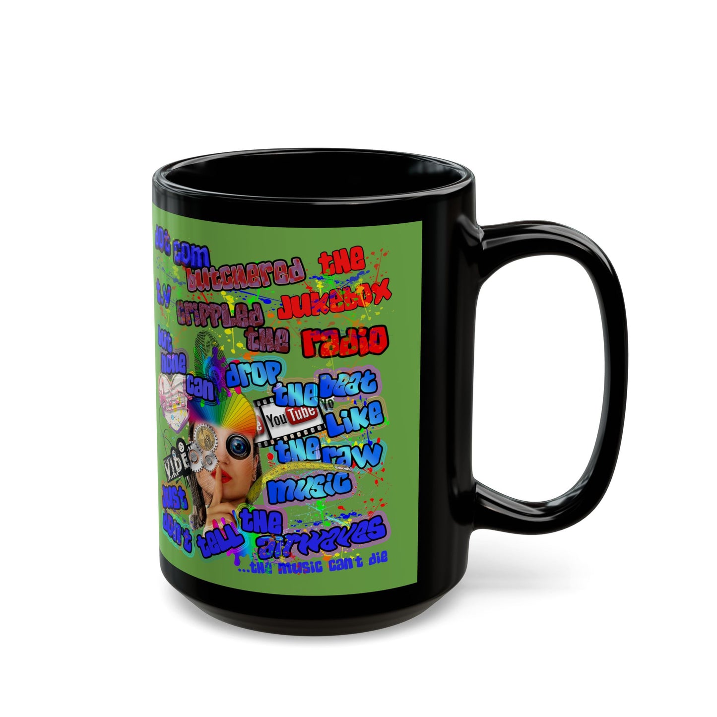 drop the beat - Black Mug (green)