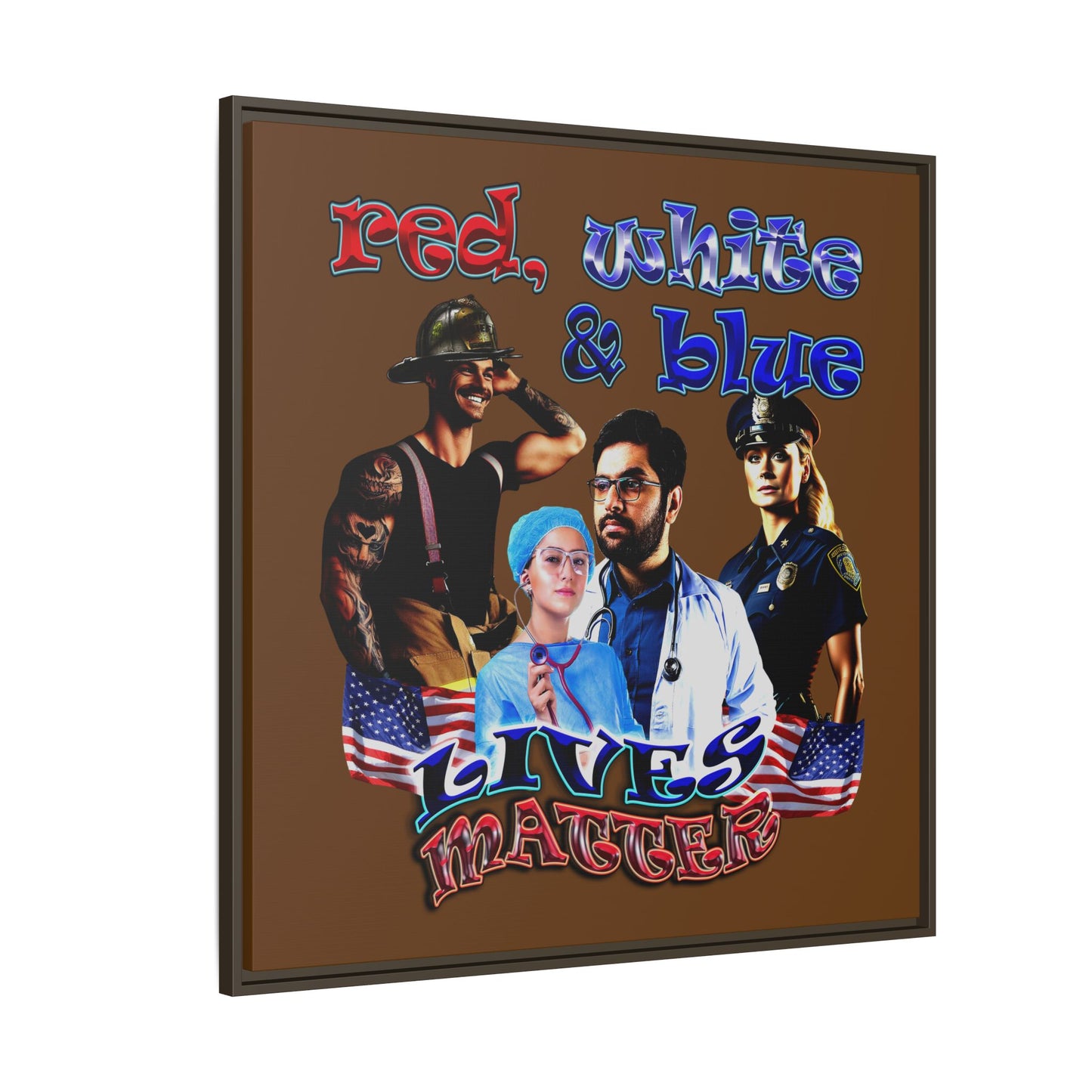 rw&b lives matter - framed canvas art (brown)
