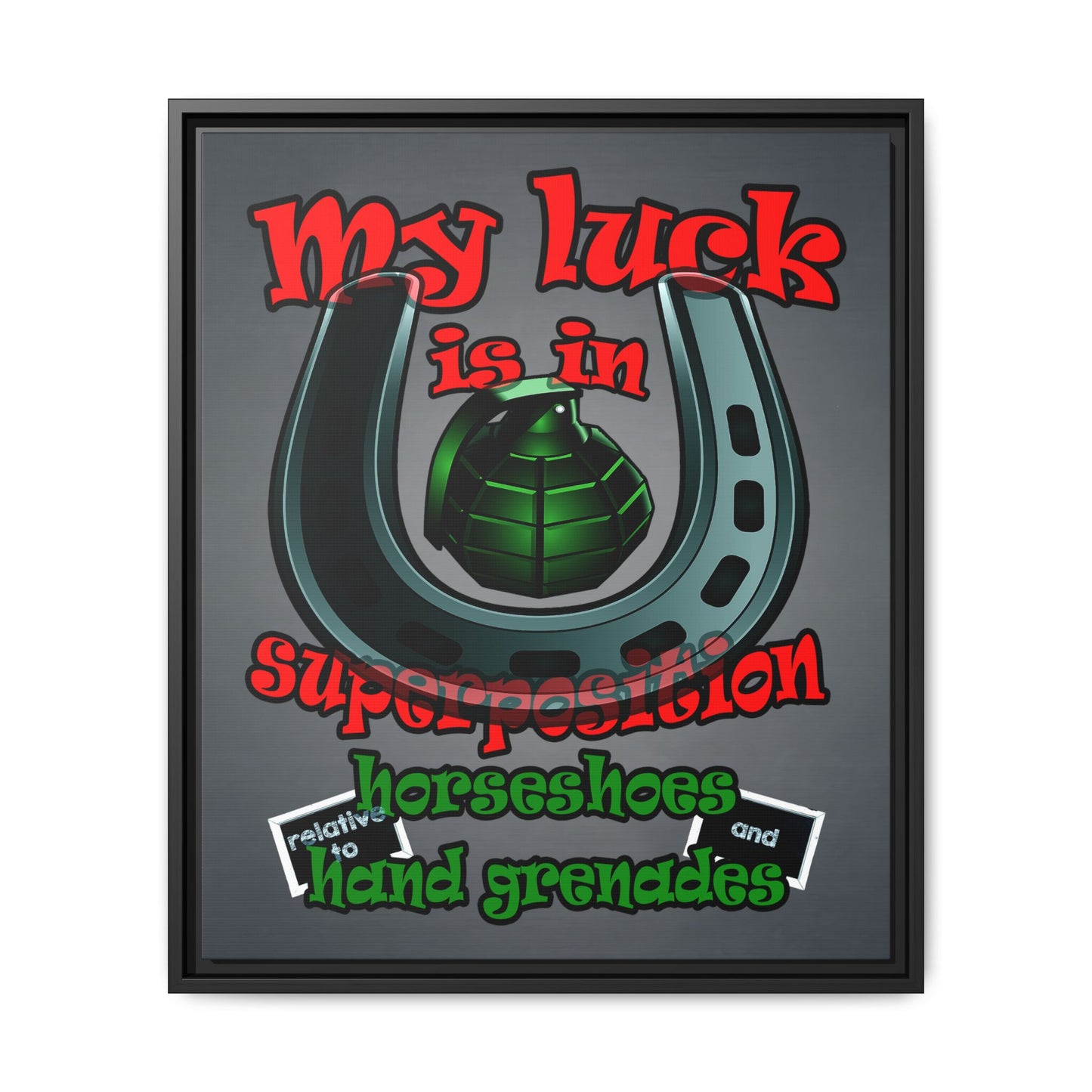 my luck - framed canvas art (grey-light grey)