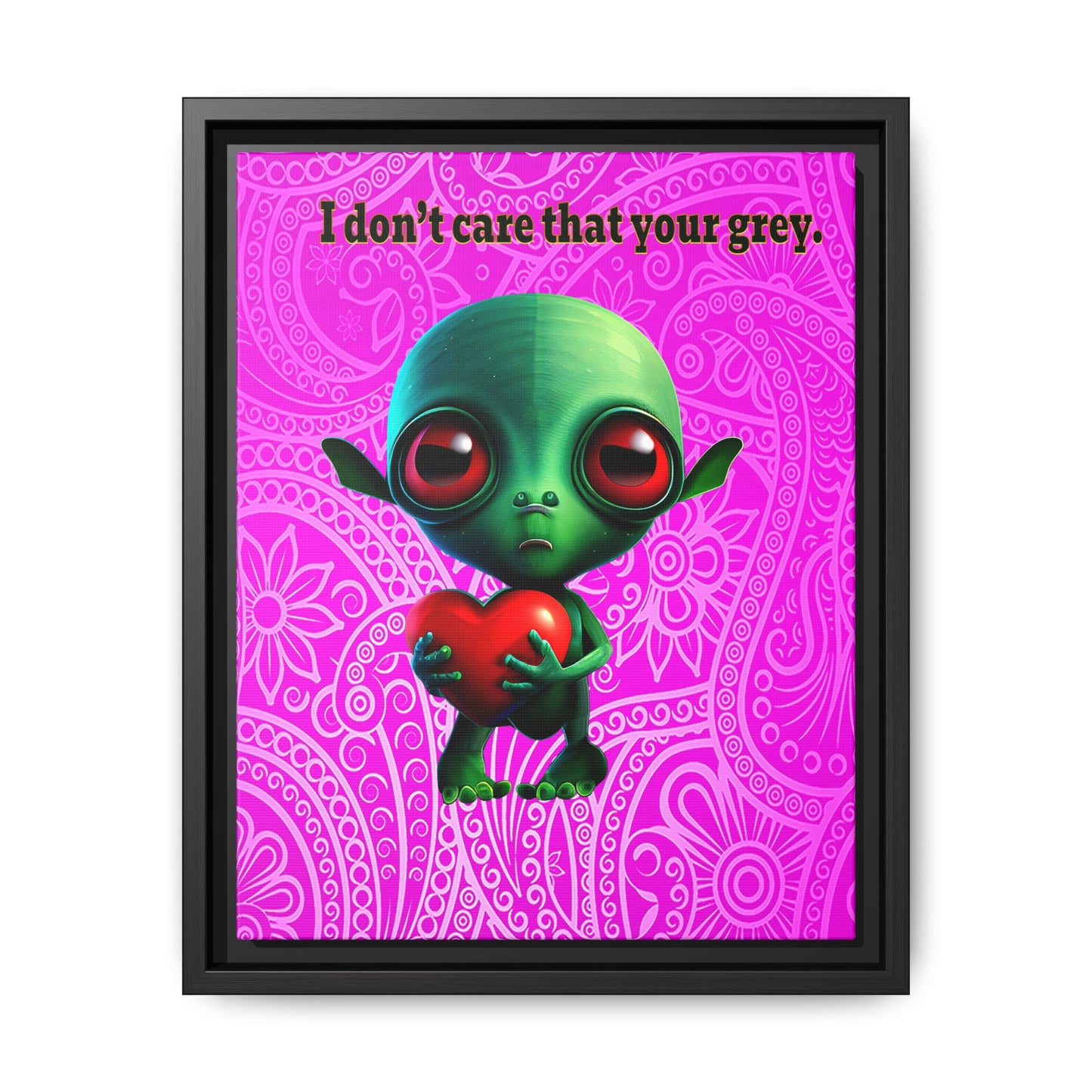 I don't care that your grey - framed canvas art (pink swirl)