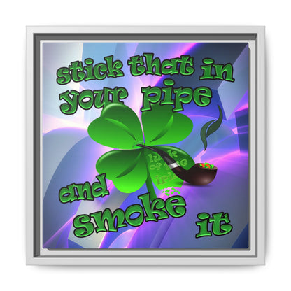 stick that in your pipe and smoke it - framed canvas art (grey-pink wave)