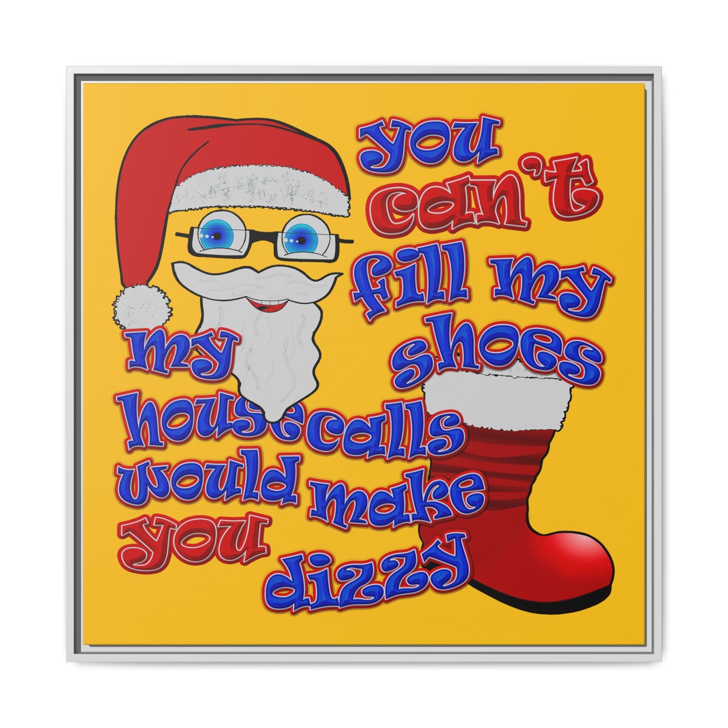santa's shoes - framed canvas art (yellow)