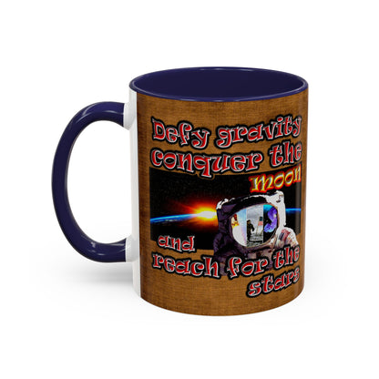 defy conquer reach - Accent Mug (brown papyrus)