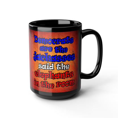 donkeys and elephants - Black Mug (burnt orange)