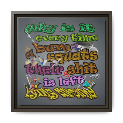 the bum's shit - framed canvas art (grey-light grey)