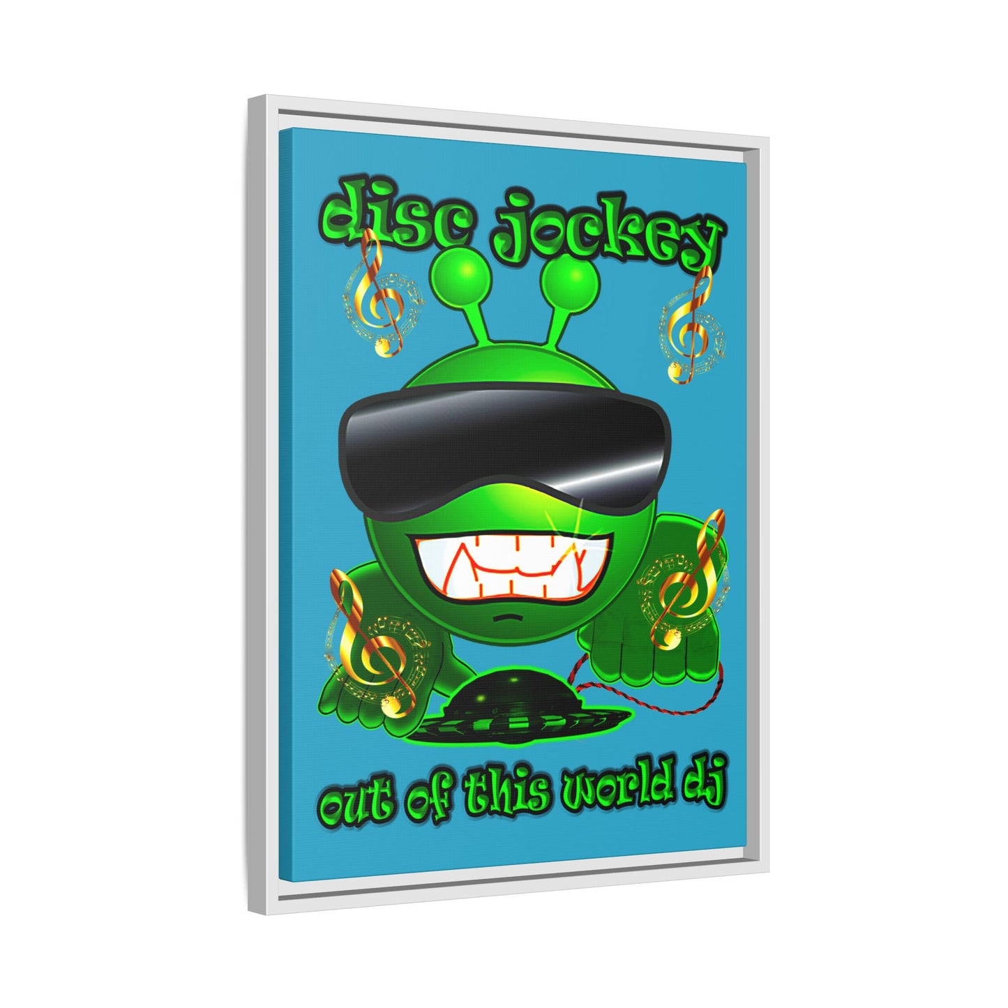 disc jockey - framed canvas art (turquoise)