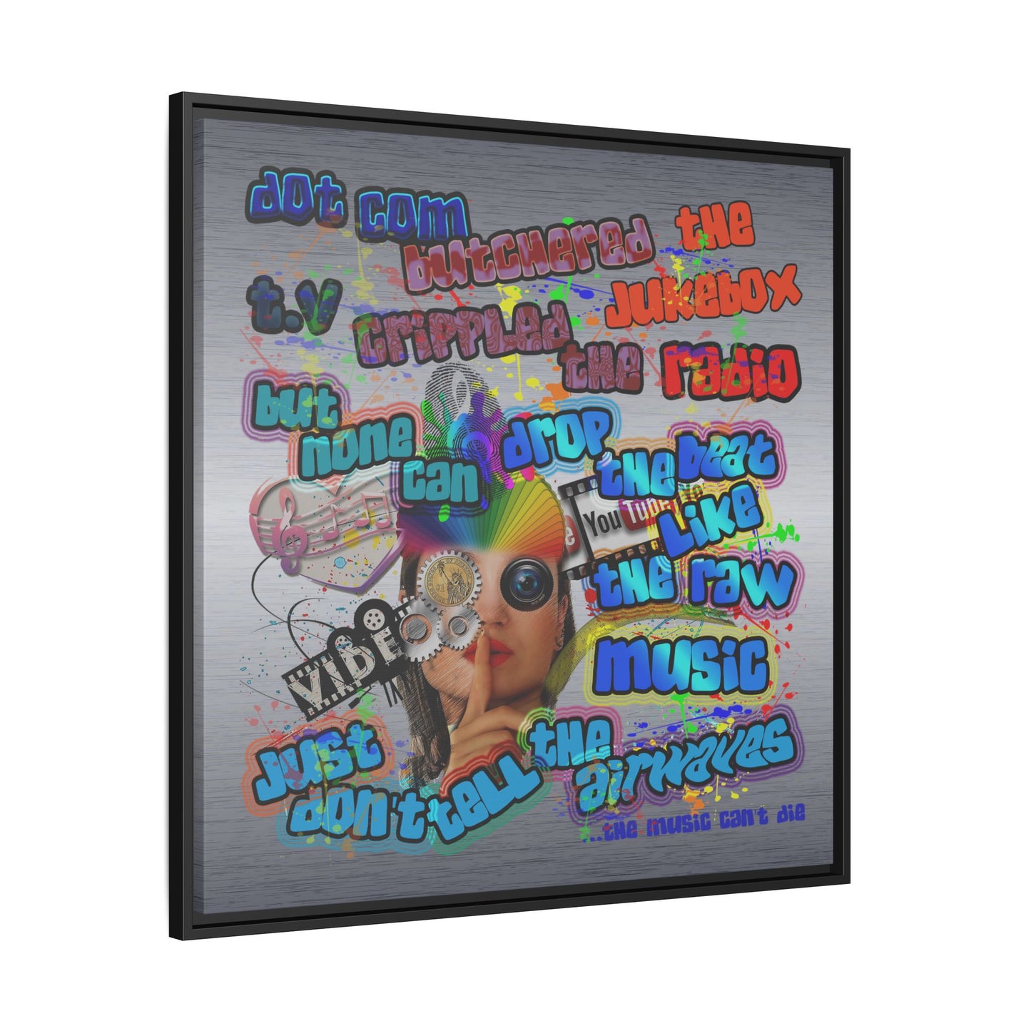 drop the beat - framed canvas art (brushed nickel)