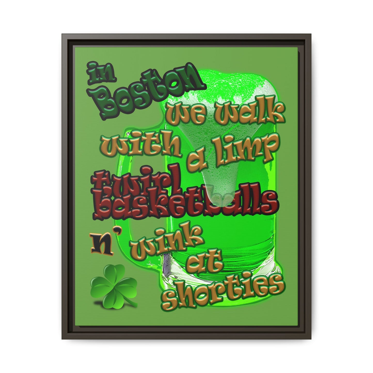 celtics logo - framed canvas art (green)