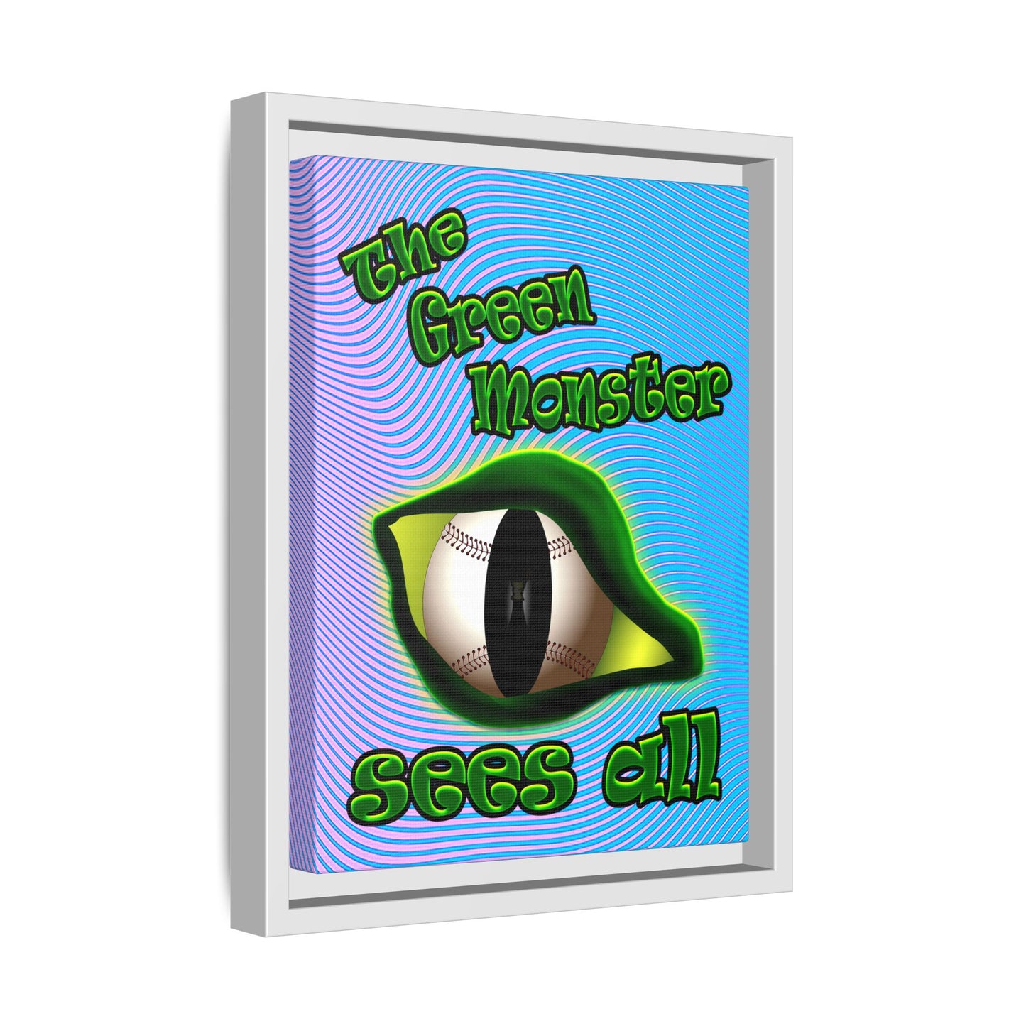 green monster - framed canvas art (light blue-purple wave)