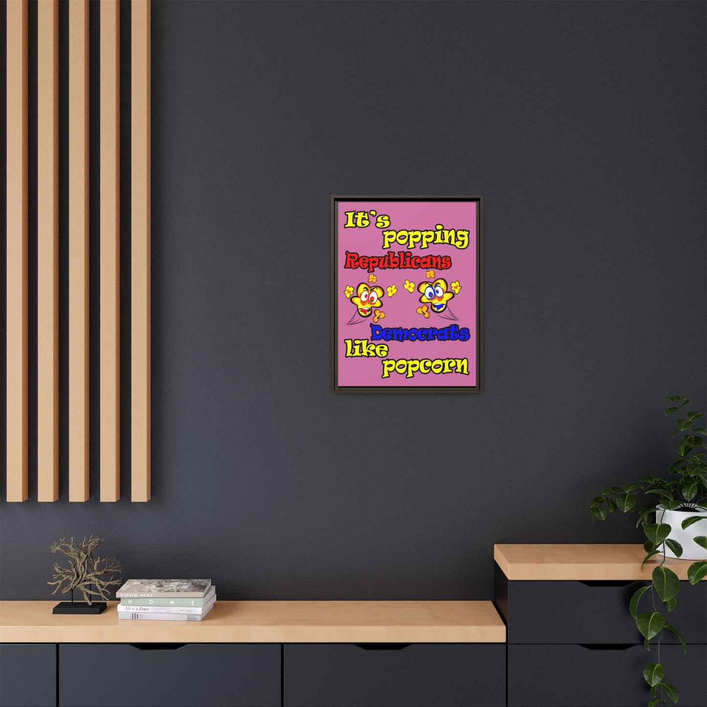 popping like popcorn - framed canvas art (light pink)