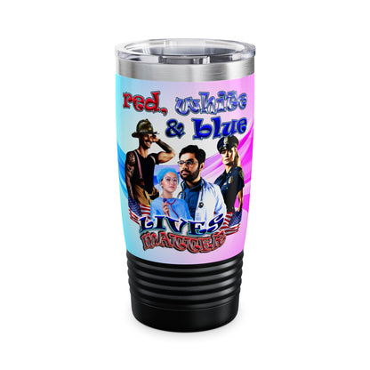 rw&b lives matter - Ringneck Tumbler, 20oz (light blue-pink wave)