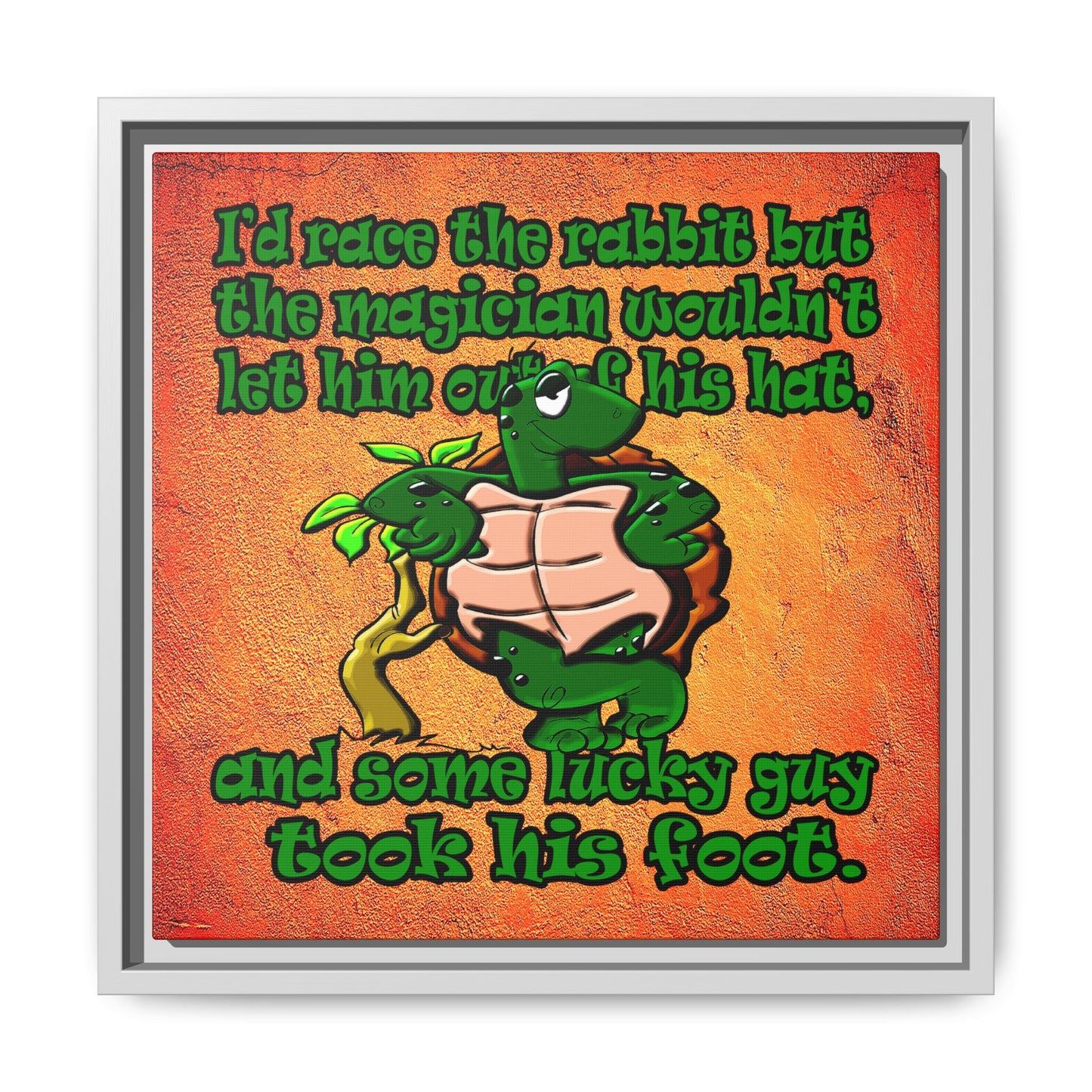 turtle race - framed canvas art (burnt orange)