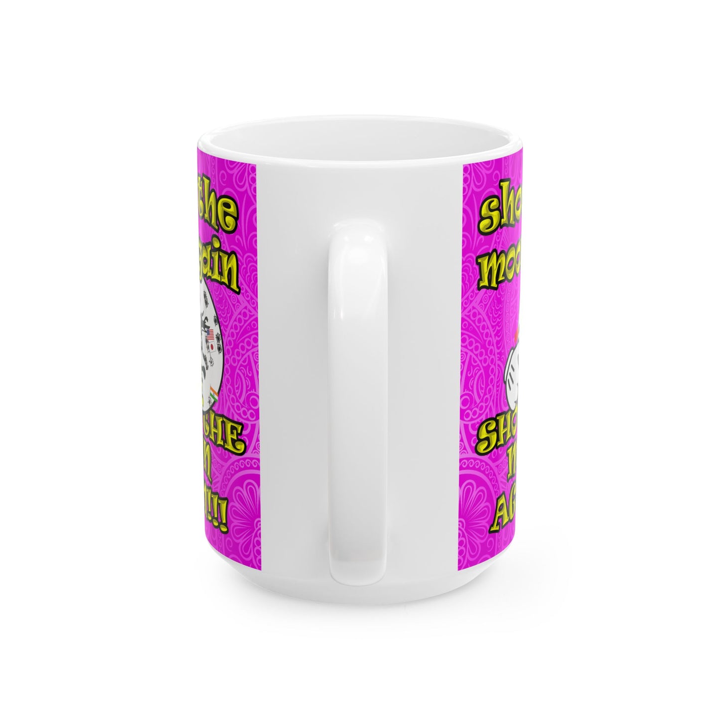 shoot the moon again - White Mug (pink swirl)