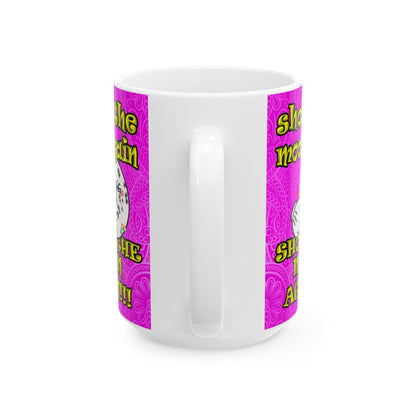 shoot the moon again - White Mug (pink swirl)
