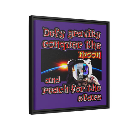 defy conquer reach - framed canvas art (purple)