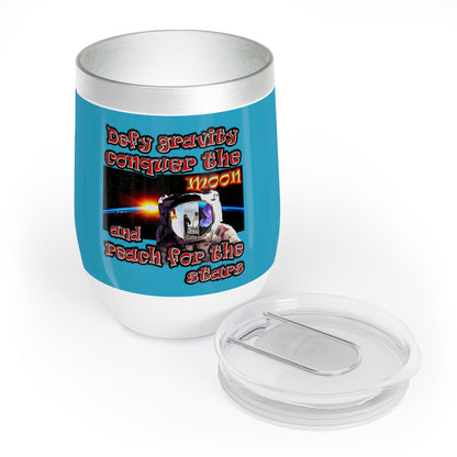 defy conquer reach - Chill Wine Tumbler (turquoise)