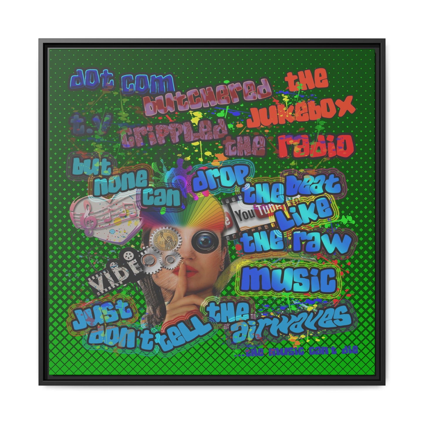 drop the beat - framed canvas art (logo green)