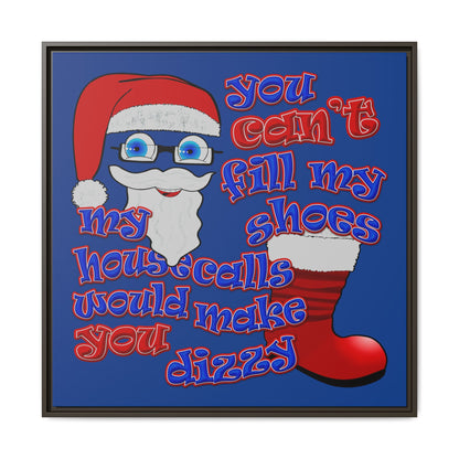 santa's shoes - framed canvas art (dark blue)